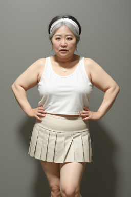 South korean middle-aged female with  white hair