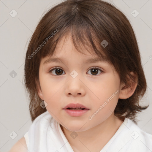 Neutral white child female with medium  brown hair and brown eyes