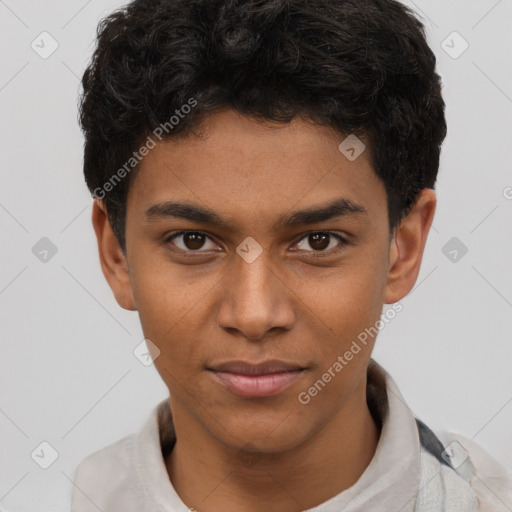 Neutral black young-adult male with short  brown hair and brown eyes