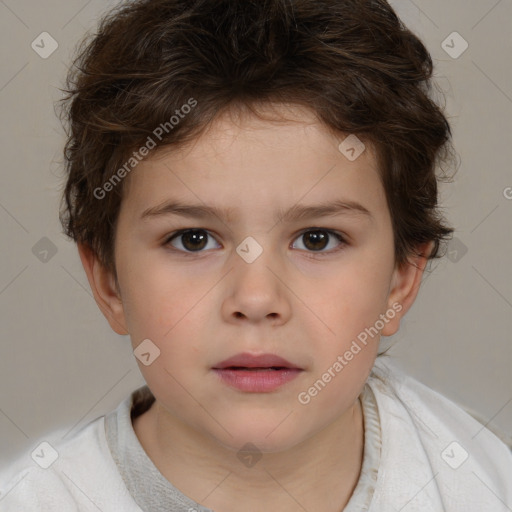 Neutral white child male with short  brown hair and brown eyes