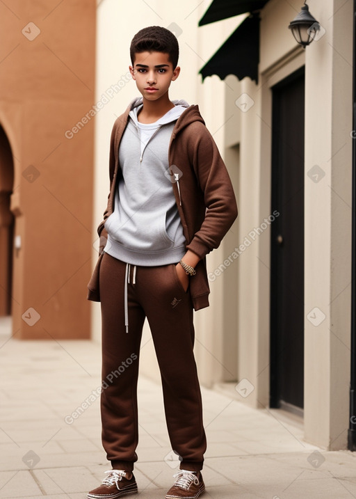 Moroccan teenager boy with  brown hair