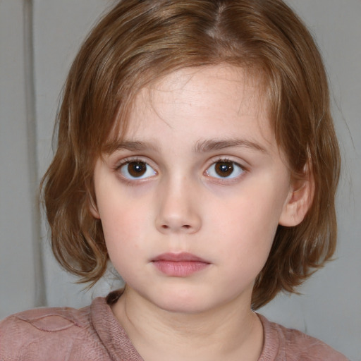 Neutral white child female with medium  brown hair and brown eyes