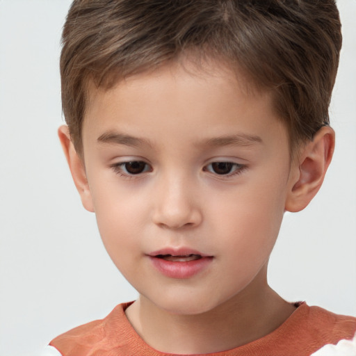 Neutral white child male with short  brown hair and brown eyes