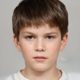 Neutral white child male with short  brown hair and brown eyes