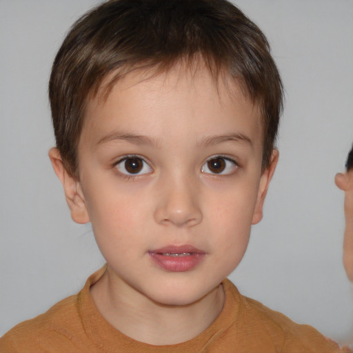 Neutral white child female with short  brown hair and brown eyes