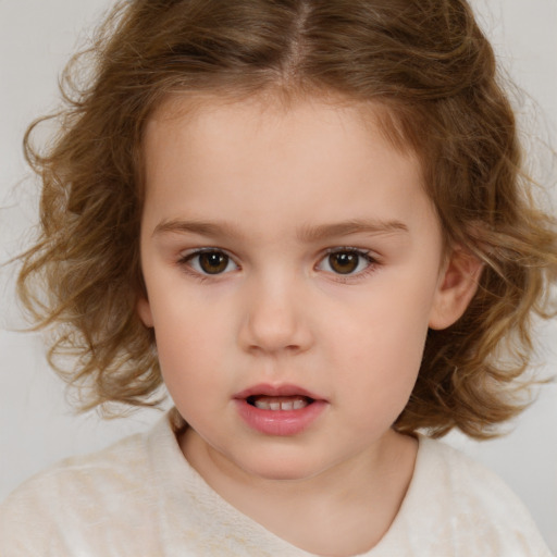 Neutral white child female with medium  brown hair and brown eyes