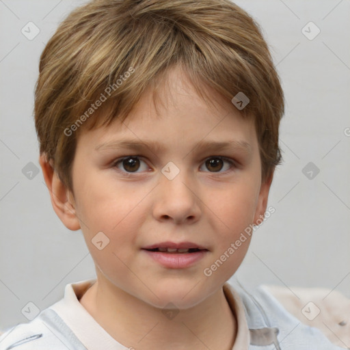 Neutral white child female with short  brown hair and brown eyes