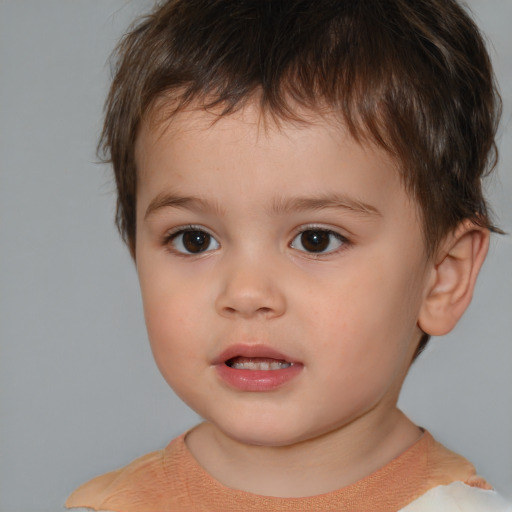 Neutral white child male with short  brown hair and brown eyes