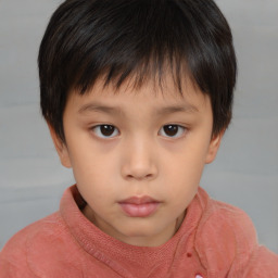 Neutral asian child male with short  brown hair and brown eyes