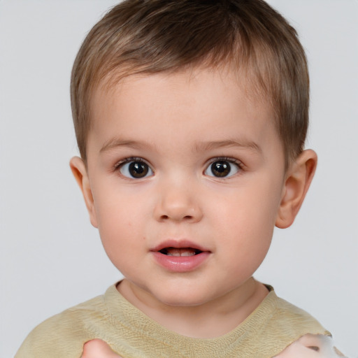 Neutral white child male with short  brown hair and brown eyes