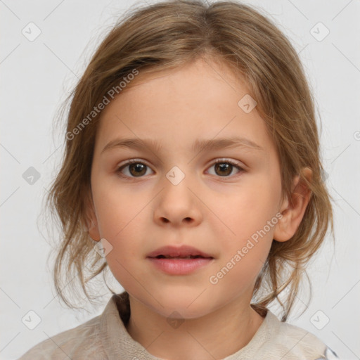 Neutral white child female with medium  brown hair and brown eyes