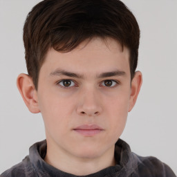 Neutral white child male with short  brown hair and brown eyes