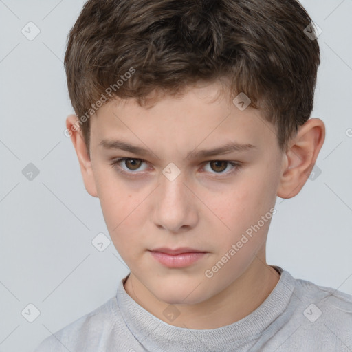 Neutral white child male with short  brown hair and brown eyes