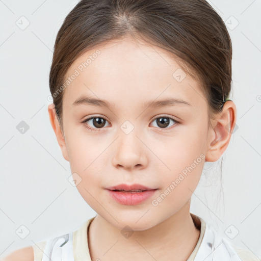 Neutral white child female with short  brown hair and brown eyes