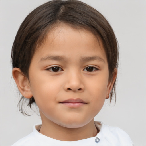 Neutral asian child female with medium  brown hair and brown eyes