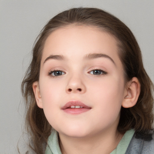 Neutral white child female with medium  brown hair and brown eyes