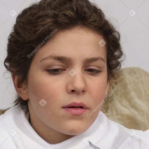 Neutral white child female with medium  brown hair and brown eyes