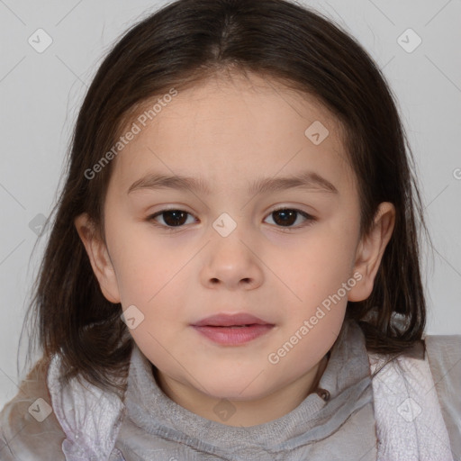 Neutral white child female with medium  brown hair and brown eyes