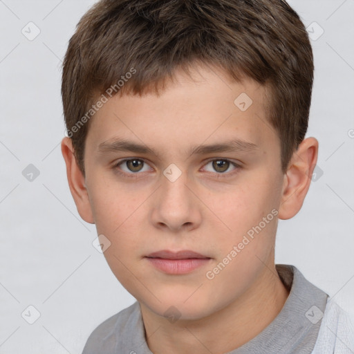 Neutral white child male with short  brown hair and brown eyes