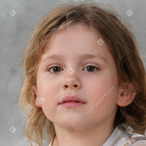 Neutral white child female with medium  brown hair and brown eyes