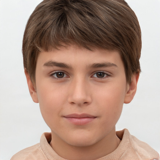 Neutral white child female with short  brown hair and brown eyes