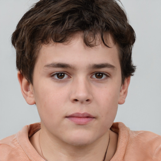 Neutral white child male with short  brown hair and brown eyes