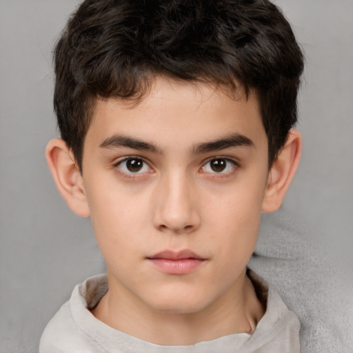 Neutral white child male with short  brown hair and brown eyes