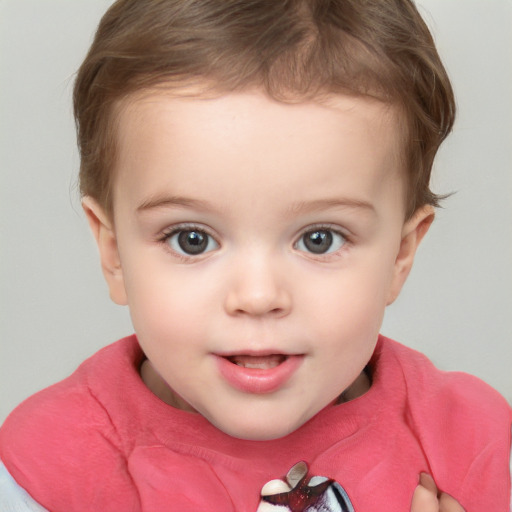 Neutral white child female with short  brown hair and brown eyes