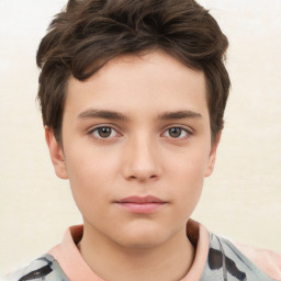 Neutral white child male with short  brown hair and brown eyes