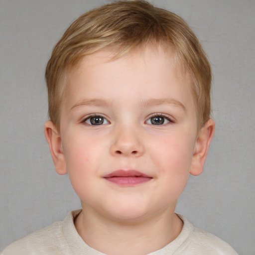 Neutral white child male with short  brown hair and grey eyes