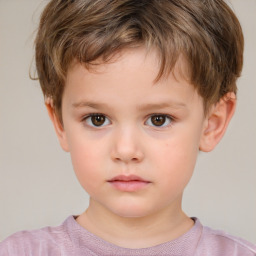 Neutral white child male with short  brown hair and brown eyes