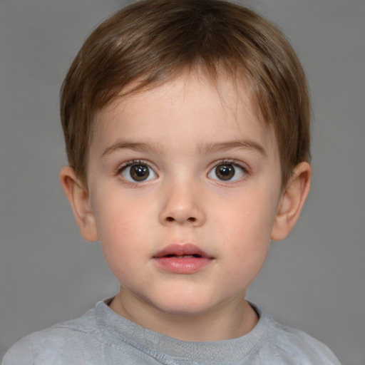 Neutral white child male with short  brown hair and brown eyes