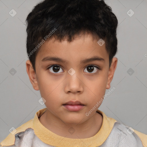 Neutral white child male with short  brown hair and brown eyes