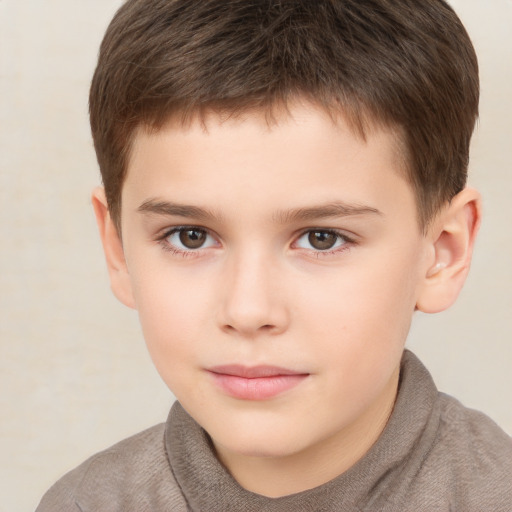 Neutral white child male with short  brown hair and brown eyes