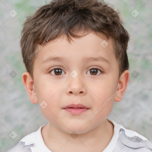 Neutral white child male with short  brown hair and brown eyes