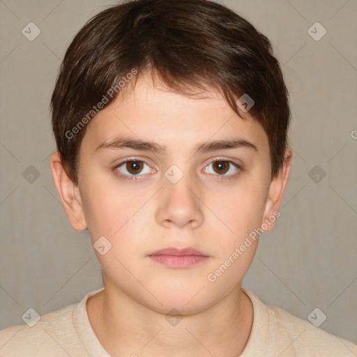 Neutral white child male with short  brown hair and brown eyes