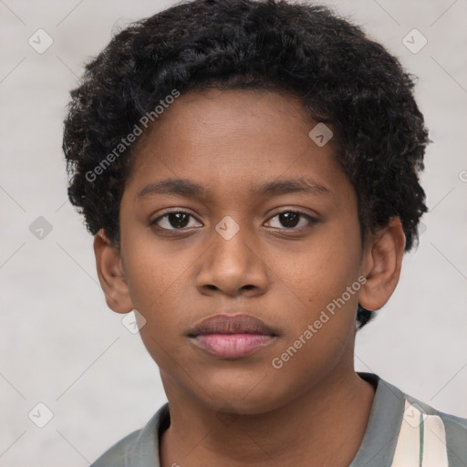 Neutral black young-adult female with short  brown hair and brown eyes