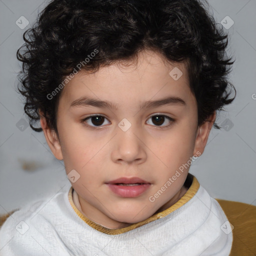 Neutral white child male with short  brown hair and brown eyes