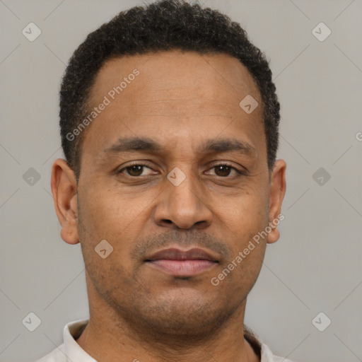 Neutral latino young-adult male with short  brown hair and brown eyes