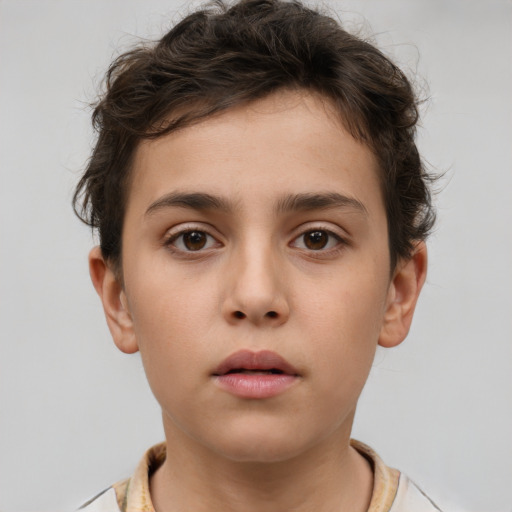 Neutral white young-adult female with short  brown hair and brown eyes