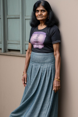 Sri lankan elderly female with  black hair