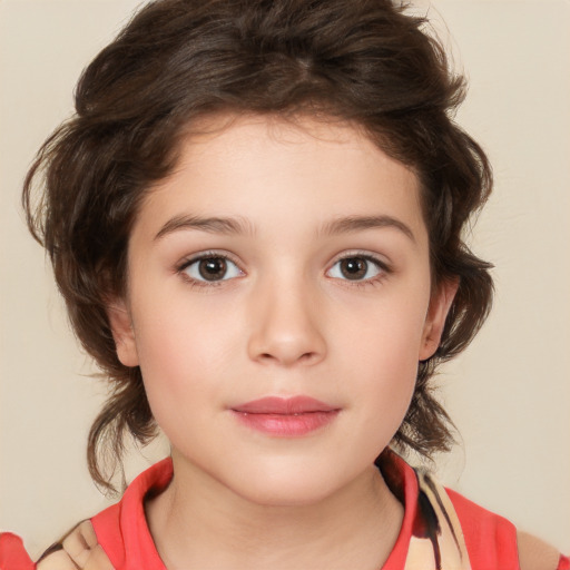 Neutral white child female with medium  brown hair and brown eyes