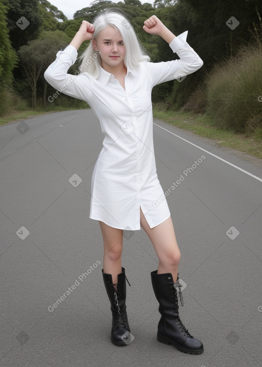 New zealand teenager girl with  white hair