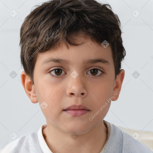 Neutral white child male with short  brown hair and brown eyes