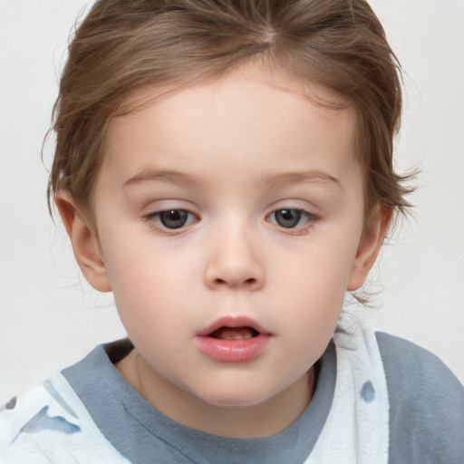 Neutral white child female with medium  brown hair and brown eyes