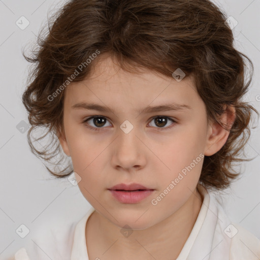 Neutral white child female with medium  brown hair and brown eyes