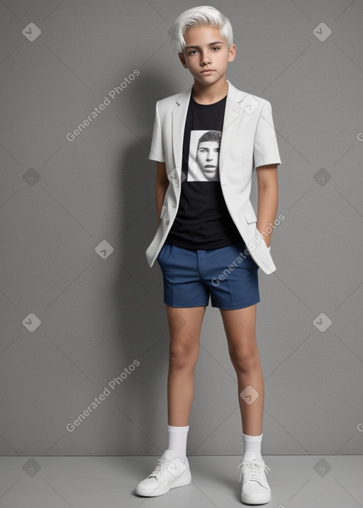 Ecuadorian teenager boy with  white hair