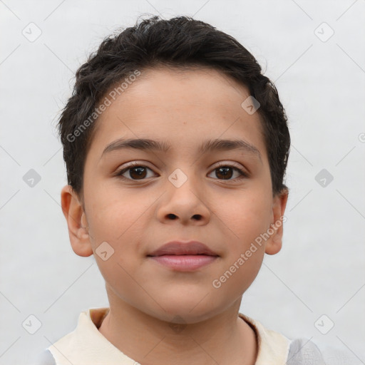 Neutral white child female with short  brown hair and brown eyes