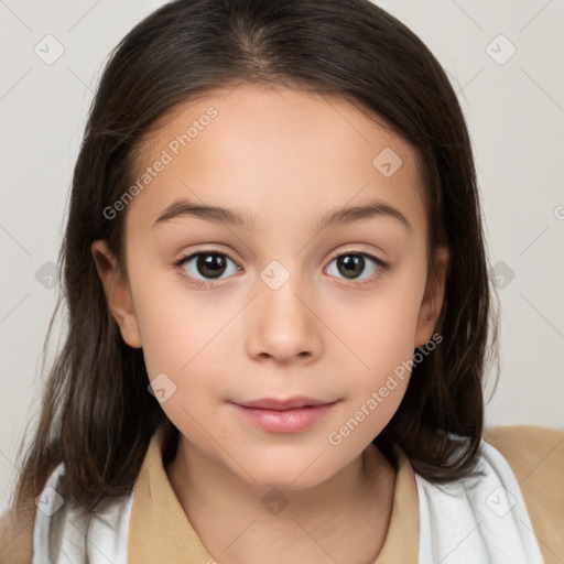 Neutral white child female with medium  brown hair and brown eyes