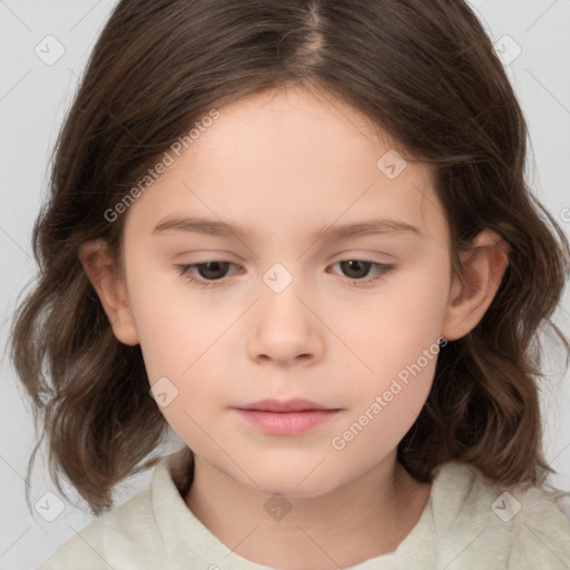 Neutral white child female with medium  brown hair and brown eyes